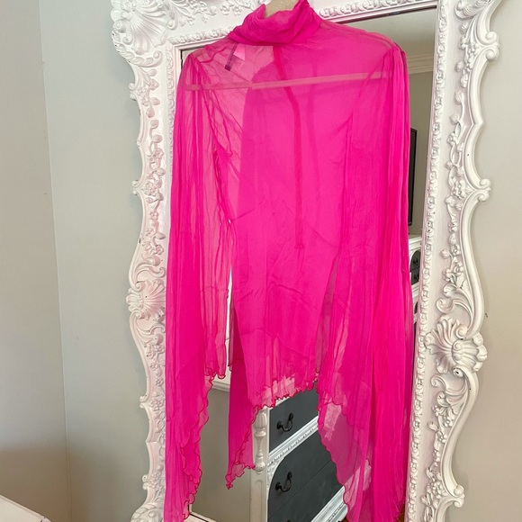 AUTHENTIC Dolce & Gabbana VINTAGE Neon Pink Pleat Dress Top - Picture 9 of 15